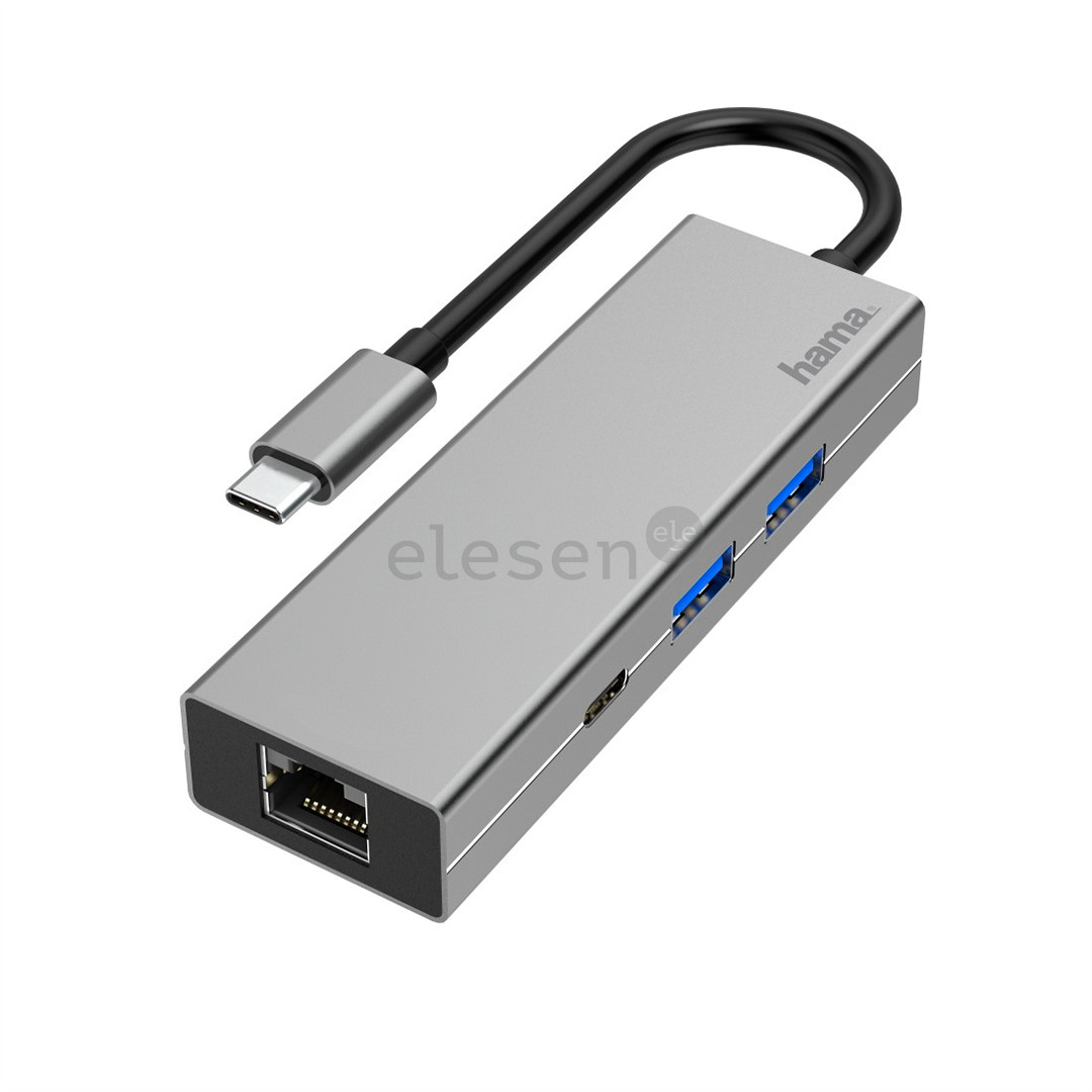 Šakotuvas Hama USB-C - 2xUSB-A/USB-C/LAN Prekė - 00200108