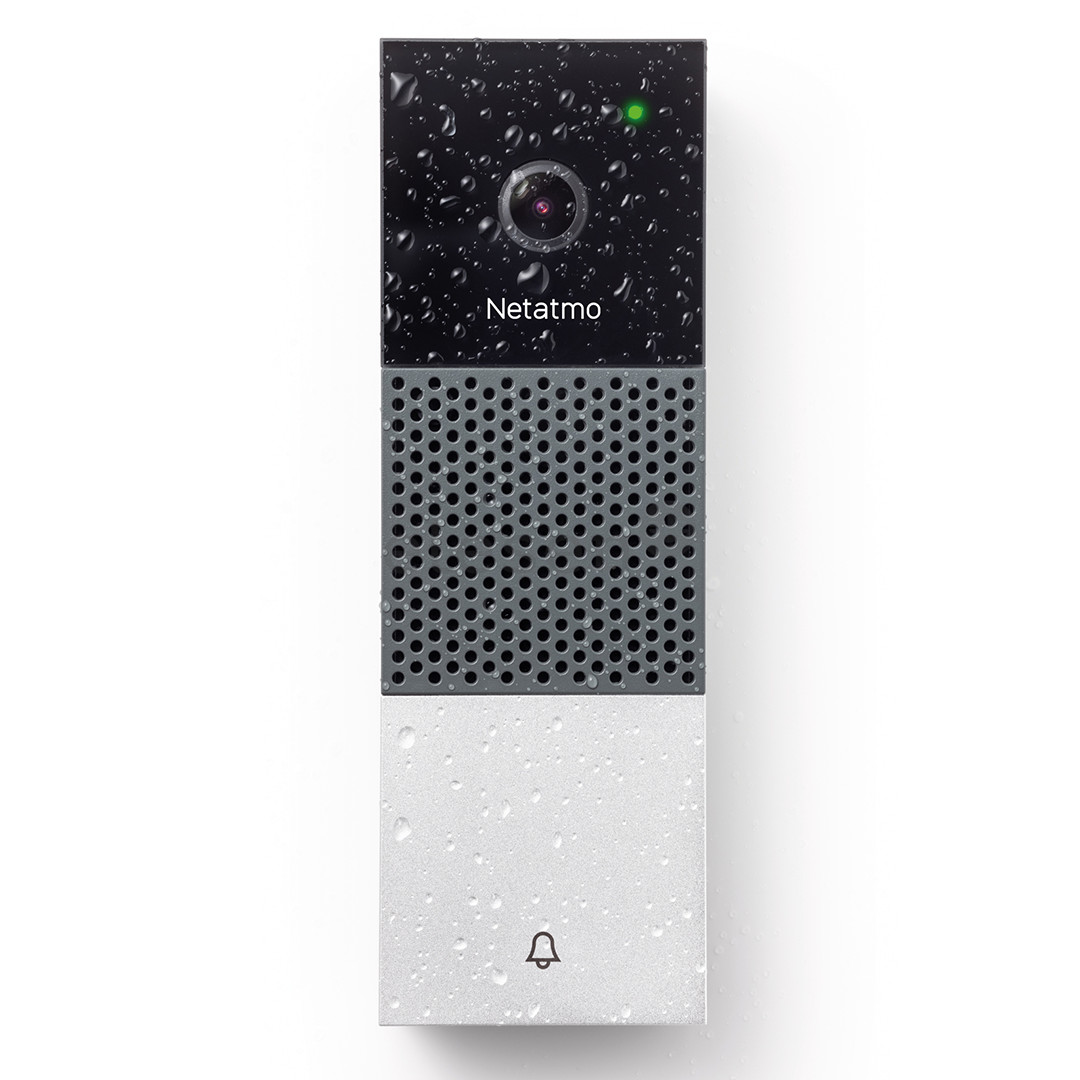 Netatmo Smart Video Doorbell, 2 МП, WiFi, обнаружение людей, ночной режим, черный/серый/белый - Умный дверной звонок с камерой