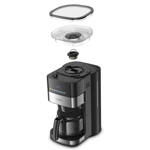 Kavos virimo aparatas  Krups Grind & Brew, vandens talpa 1.25 L, juodas  Prekė-KM832810