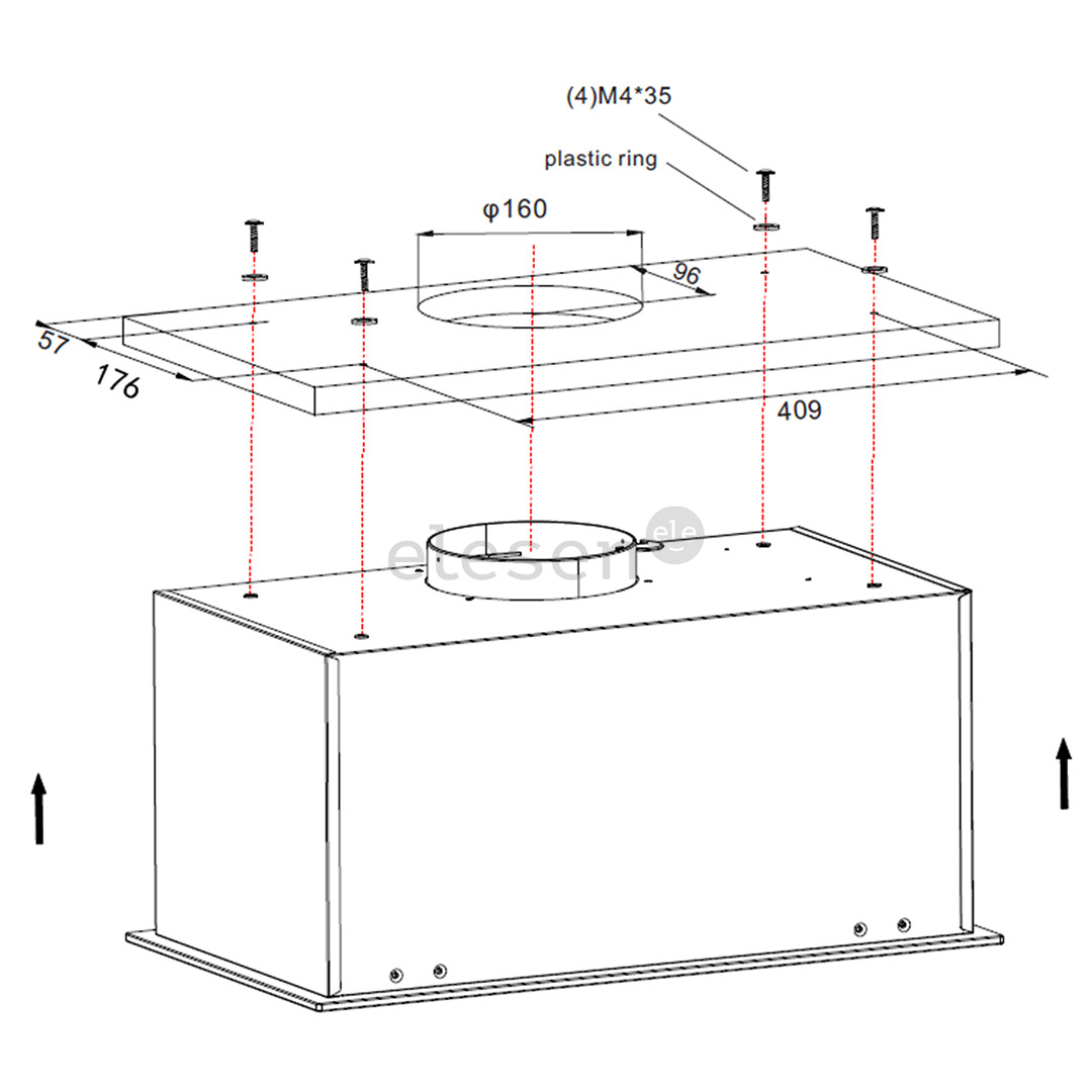 Gartraukis Hansa Prekė - OMP6553BGH, 462 m³/h, plotis 55 cm