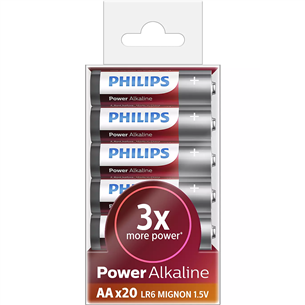 Elementai Philips Power Alkaline AA, 20vnt. Prekė - LR6P20T/10 LR6P20T/10