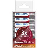 Elementai Philips Power Alkaline AAA, 20vnt. Prekė - LR03P20T/10
