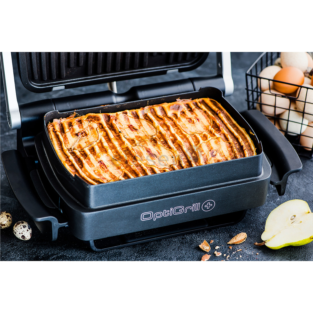 Tefal Optigrill+ + Snacking and baking XL, 2000 W, black/inox - Electric grill + baking accessory Item - GC724D12