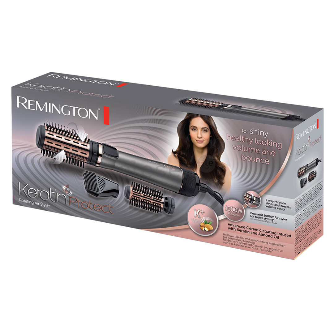 Remington Keratin Protect, 1000 Вт, серый/розовое золото - Вращающаяся фен-щетка Товар - AS8810