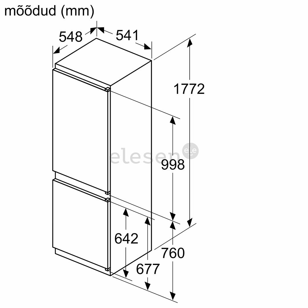Bosch, 267 L, aukštis 178 cm - Įmontuojamas šaldytuvas