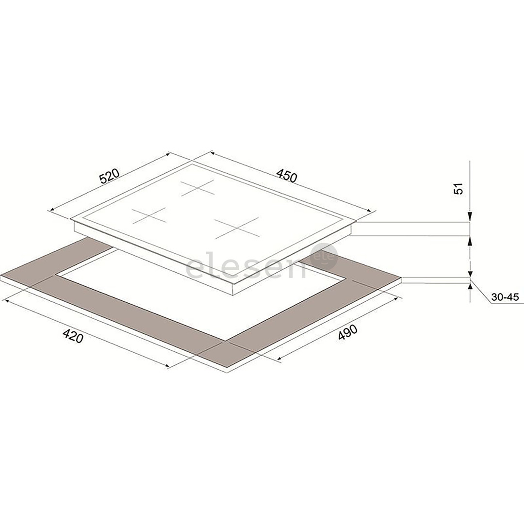 Schlosser, width 45 cm, black - Built-in Gas Hob