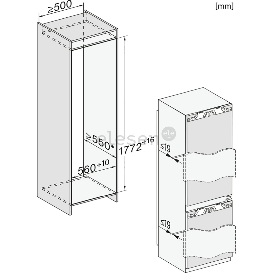 Miele, 244 L, height 177 cm - Built-in Refrigerator Item - KFN7744E