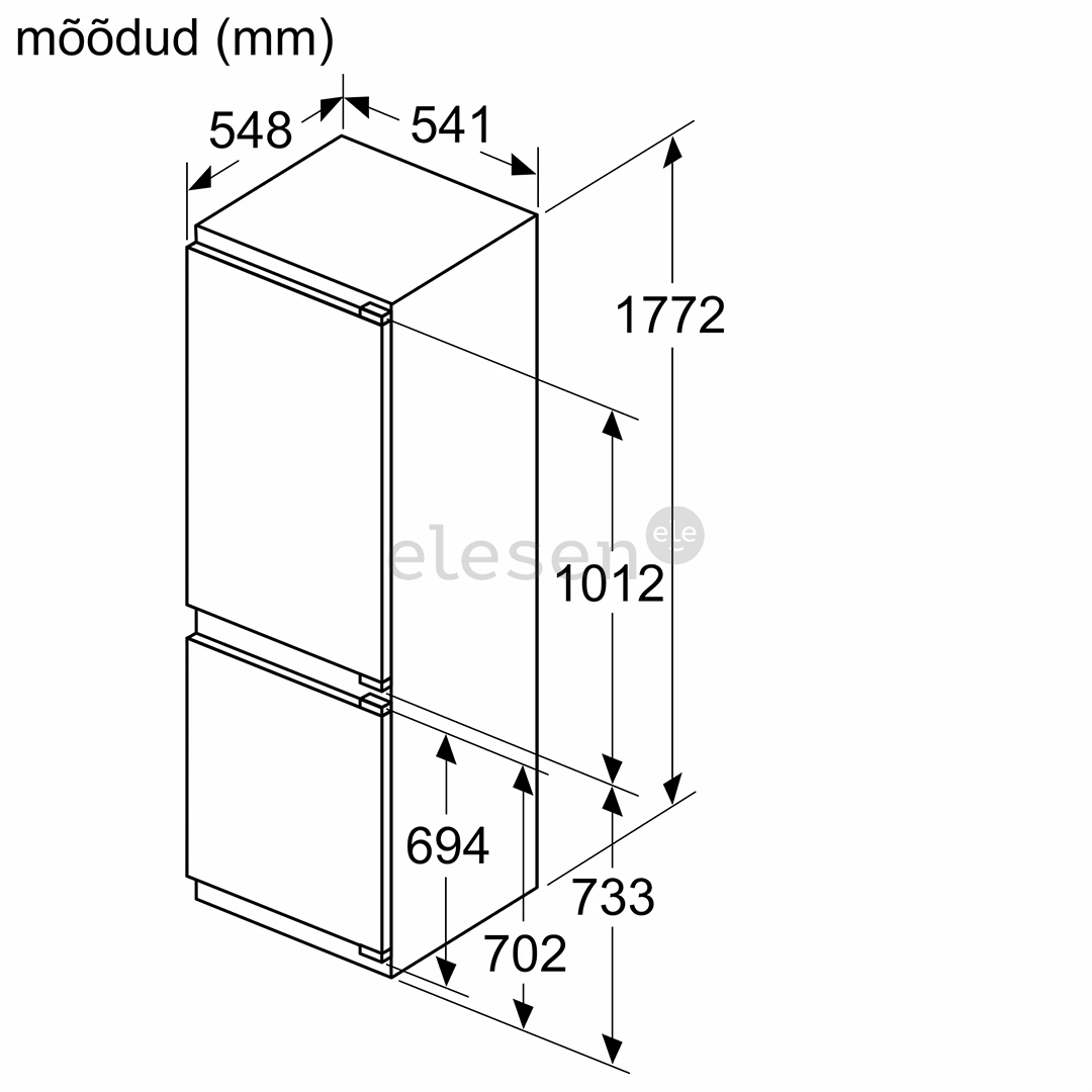 Bosch, 267 L, aukštis 178 cm - Įmontuojamas šaldytuvas