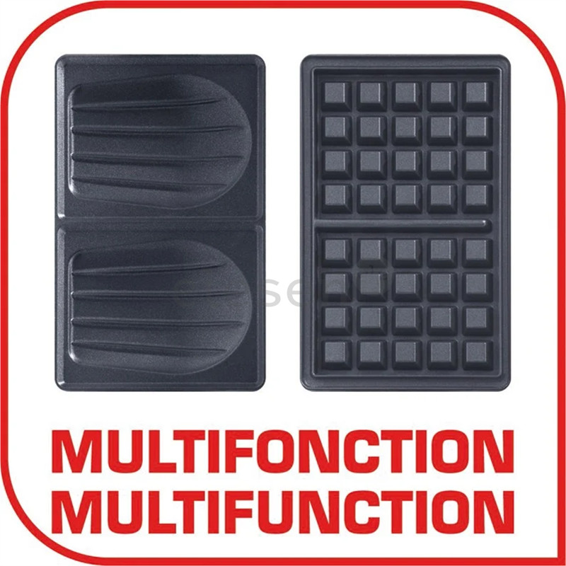 Tefal Snack Time, 700 Вт, черный/красный - Контактный тостер со сменными панелями