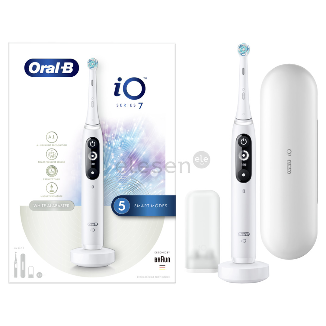 Braun Oral-B iO 7, kelioninis dėklas, baltas - Elektrinis dantų šepetėlis