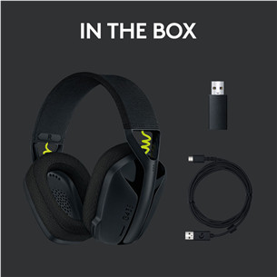 Logitech G435 Lightspeed, juodos - Belaidės ausinės