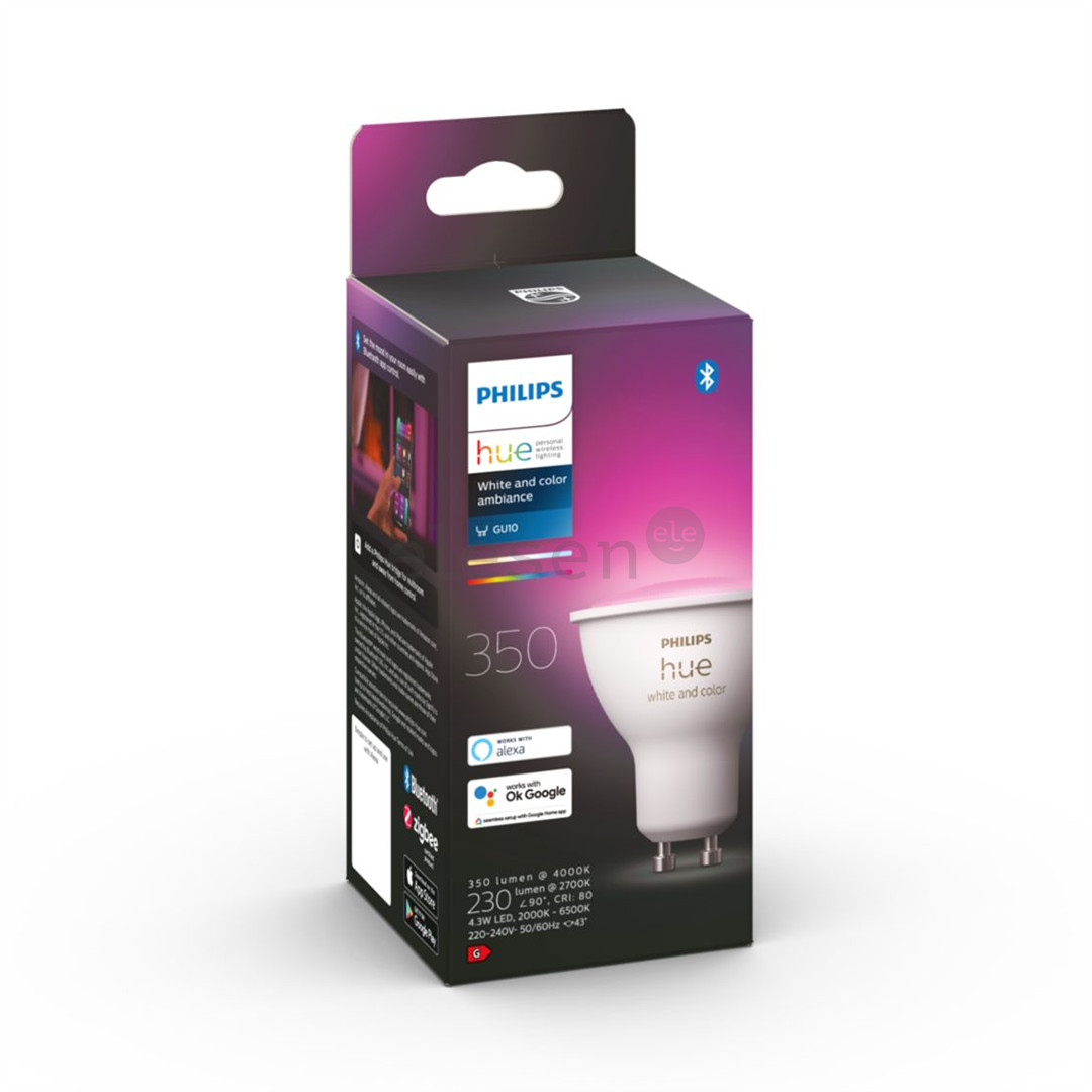 Philips Hue White and Color Ambiance Bluetooth, GU10, цветной - Умная лампа Товар - 929001953111
