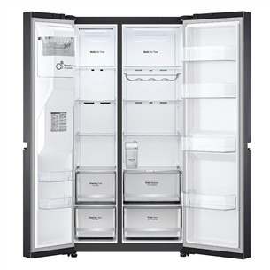 LG, vandens ir ledo aparatas, 635 L, aukštis 179 cm, juodas - SBS Šaldytuvas
