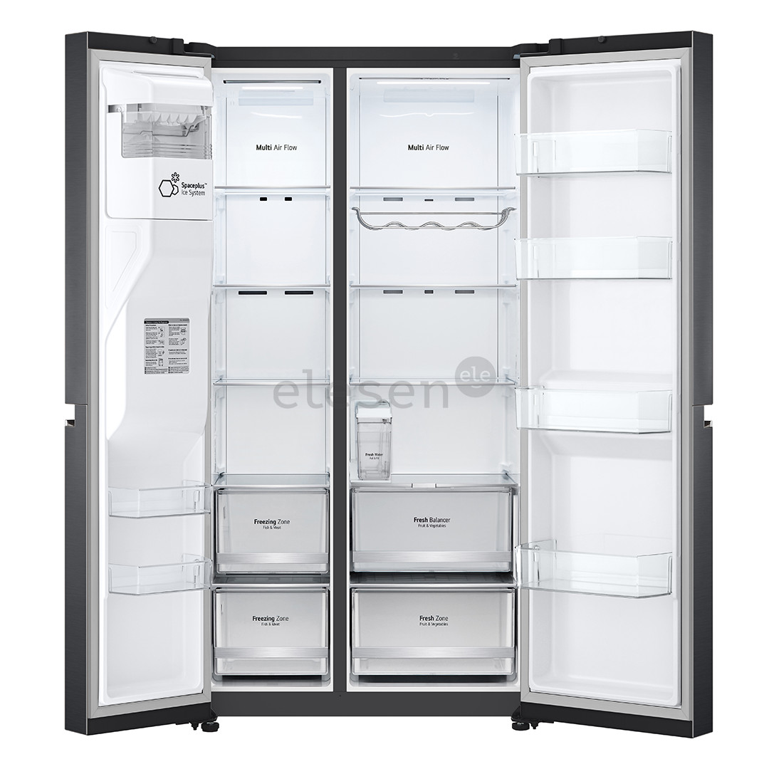 LG, vandens ir ledo aparatas, 635 L, aukštis 179 cm, juodas - SBS Šaldytuvas