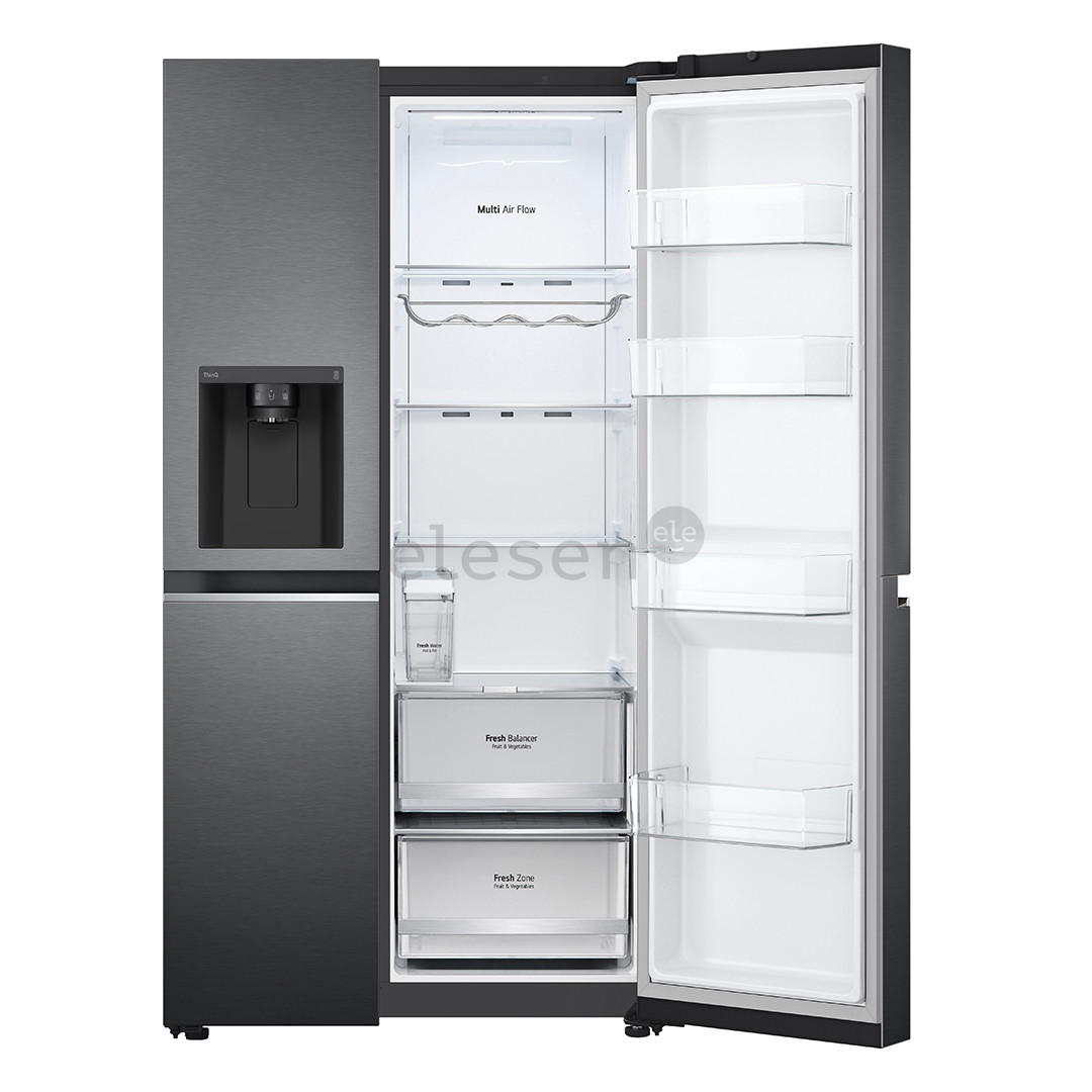 LG, vandens ir ledo aparatas, 635 L, aukštis 179 cm, juodas - SBS Šaldytuvas