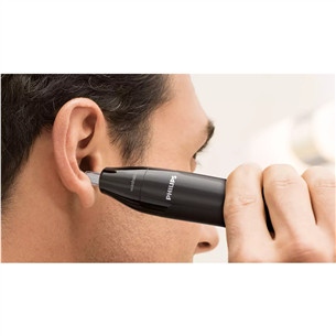 Philips 1000, juoda - Nosies ir ausų plaukų kirpimo mašinėlė