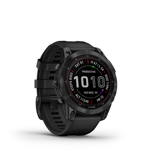 Išmanusis laikrodis Garmin fenix 7 Solar, 47 mm, black DLC Titanium/Black silicone band