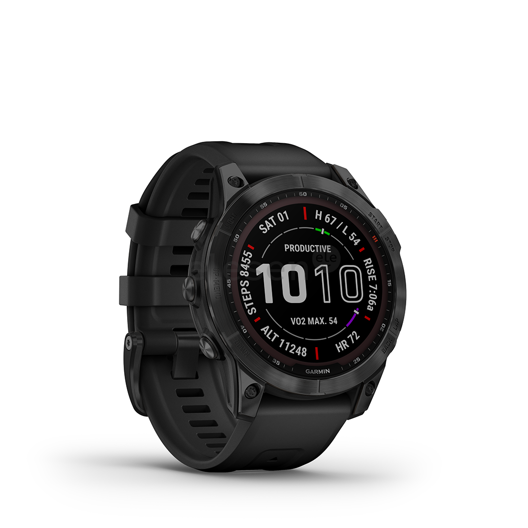 Išmanusis laikrodis Garmin fenix 7 Solar, 47 mm, black DLC Titanium/Black silicone band