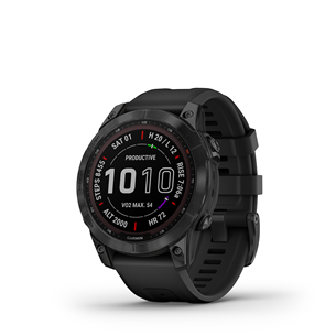 Išmanusis laikrodis Garmin fenix 7 Solar, 47 mm, black DLC Titanium/Black silicone band