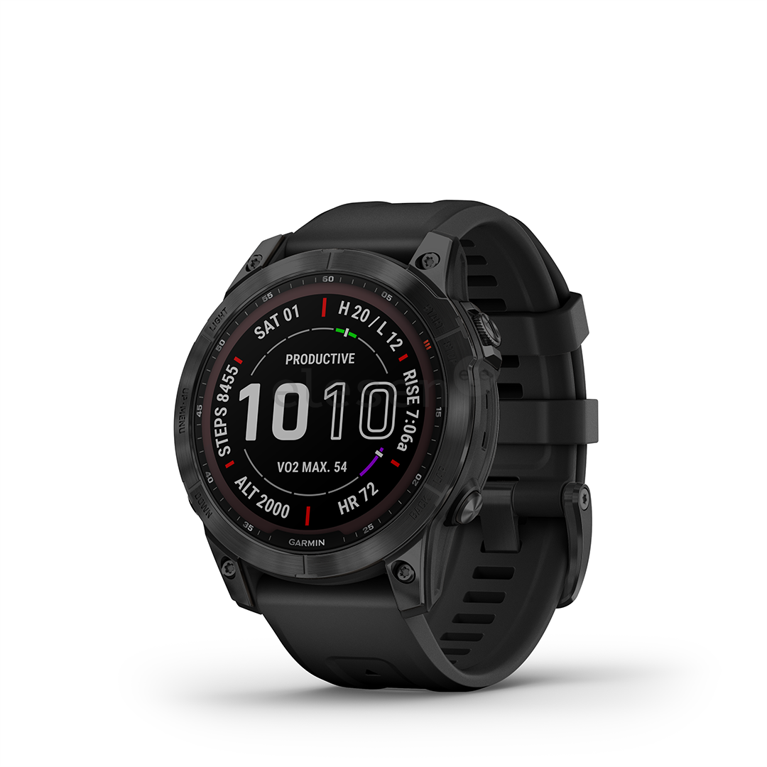 Išmanusis laikrodis Garmin fenix 7 Solar, 47 mm, black DLC Titanium/Black silicone band