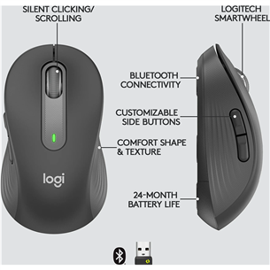 Logitech Signature M650, silent, black - Wireless Optical Mouse Item - 910-006253