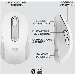 Logitech Signature M650, silent, white - Wireless Optical Mouse Item - 910-006255