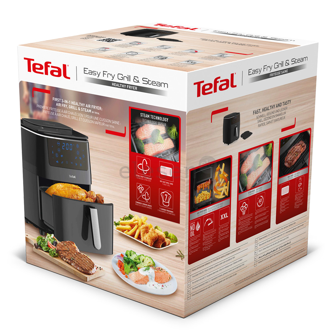 Tefal Easy Fry & Steam, 1700 W, 3in1, juoda - Karšto oro gruzdintuvė