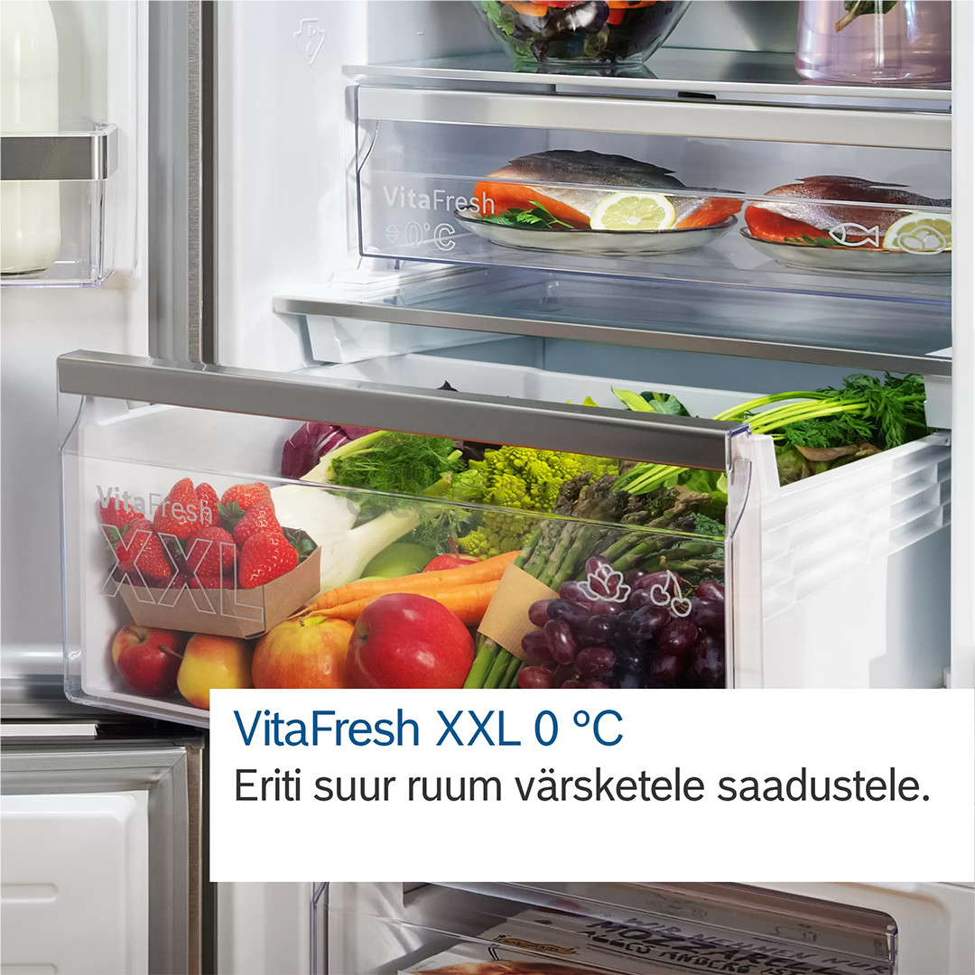 Bosch Series 6, 308 L, aukštis 186 cm, nerūdijančio plieno - Šaldytuvas