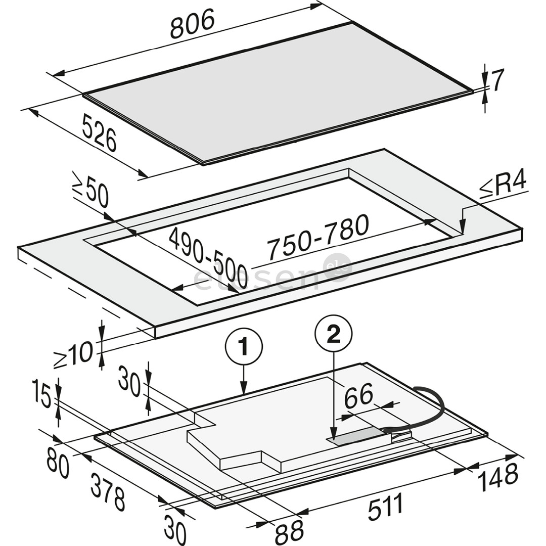 Miele, ширина 80,6 см, стальная рама, черный - Интегрируемая индукционная варочная панель