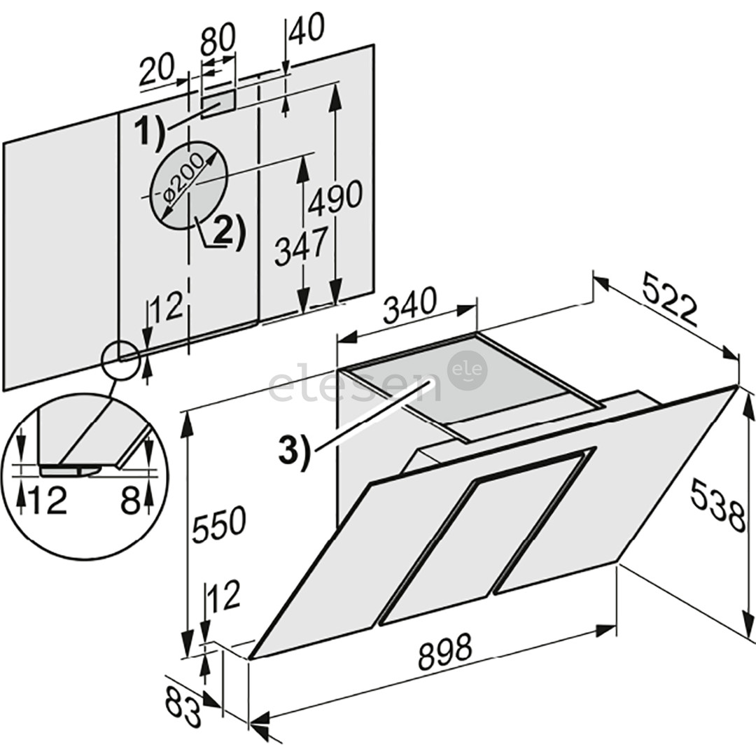Miele, 610 м³/ч, ширина 89 см, серый  - Вытяжка