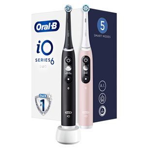 Elektrinis dantų šepetėlis Braun Oral-B iO6 Duo, 2 vnt, Black/Pink Prekė - IO6DUOPB IO6DUOPB