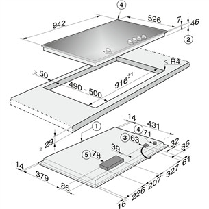 Miele, ширина 94,2 см, черный - Интегрируемая газовая варочная панель