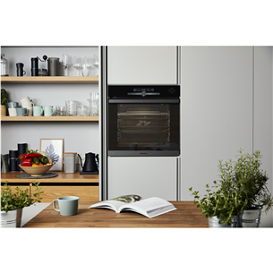Hisense, pyrolytic cleaning, push buttons, 77 L, black - Built-in Oven Item - BSA66334PG