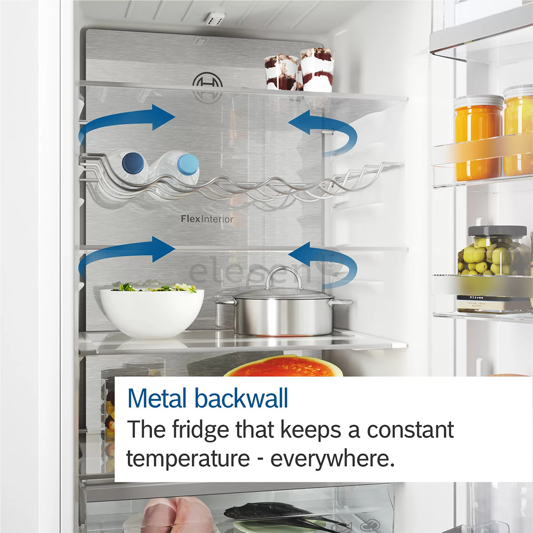 Bosch, NoFrost, 363 L, aukštis 203 cm, nerūdijančio plieno - Šaldytuvas