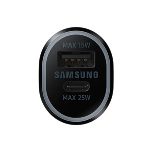 Samsung Duo Car Charger, USB-A, USB-C, 25 W + 15 W, juodas - Automobilinis įkroviklis