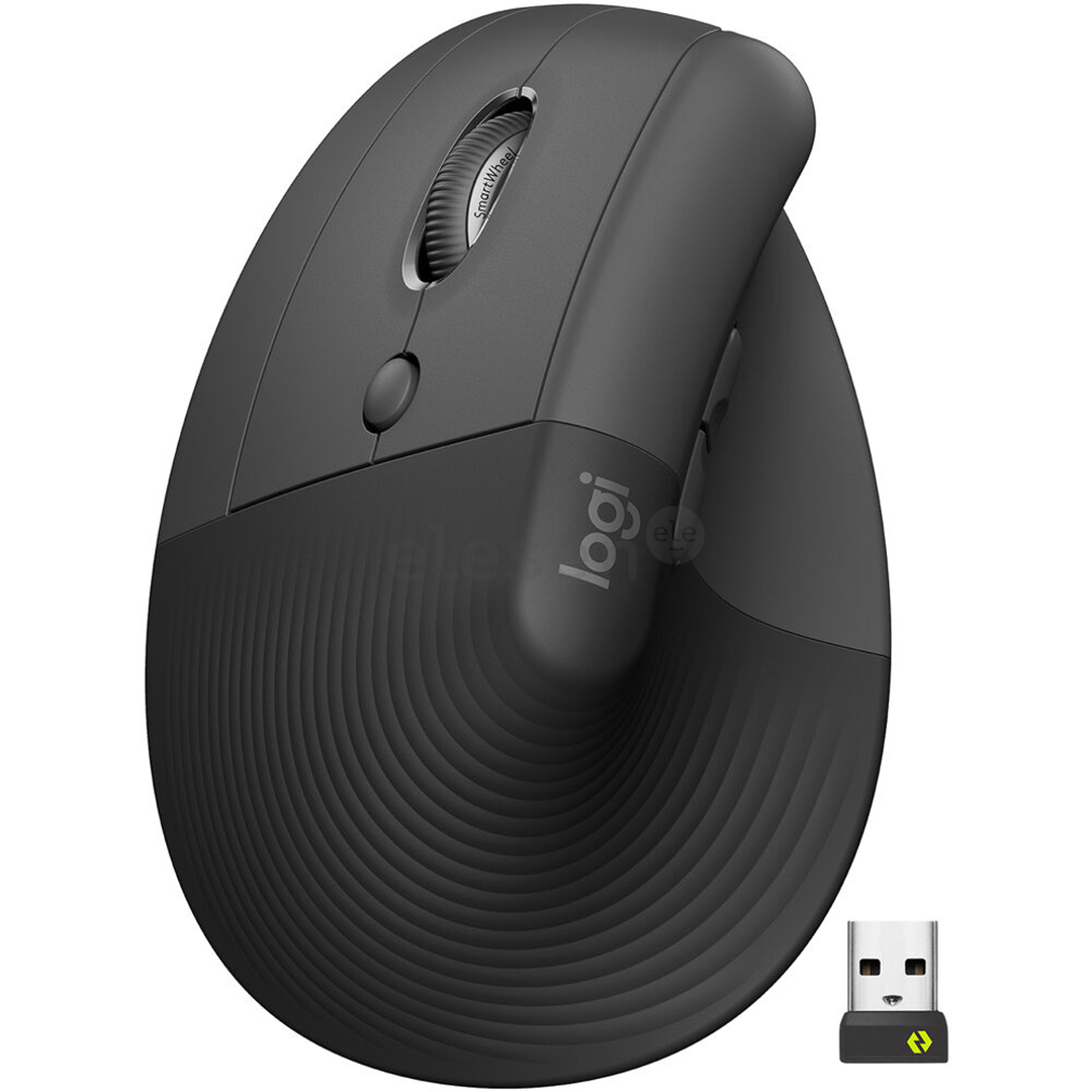 Logitech Lift Vertical Ergonomic Mouse, left handed, silent, black - Wireless Optical Mouse