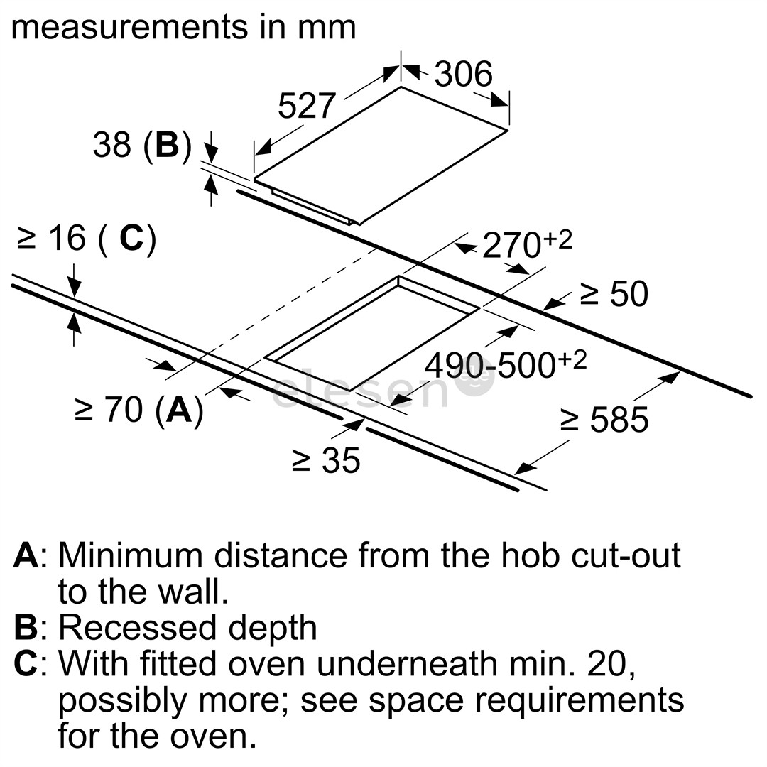 Bosch Domino, width 30.6 cm, steel frame, black - Built-in Ceramic Hob