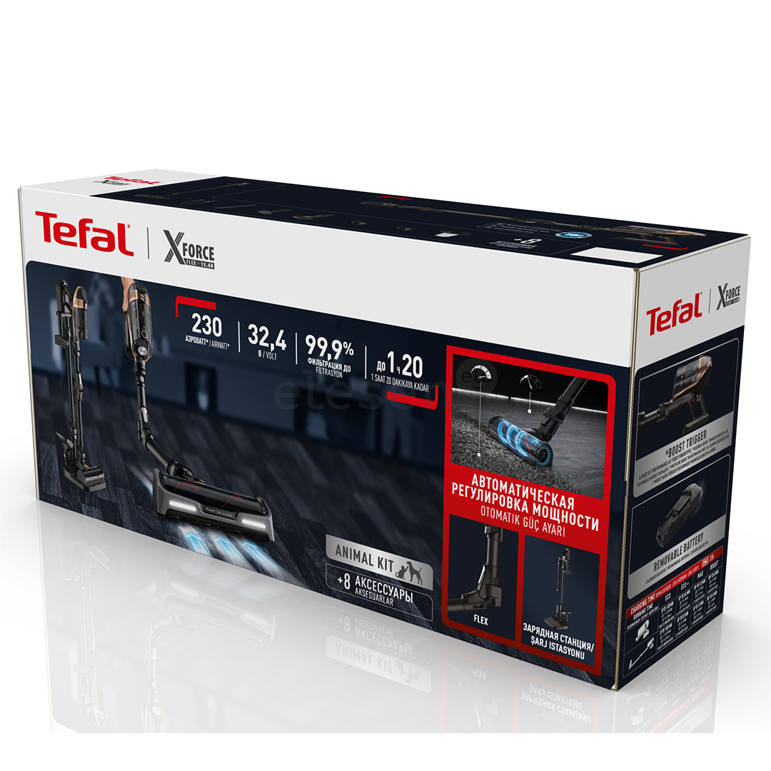 Tefal X-Force Flex 15.60 Pro, juodas - Belaidis dulkių siurblys