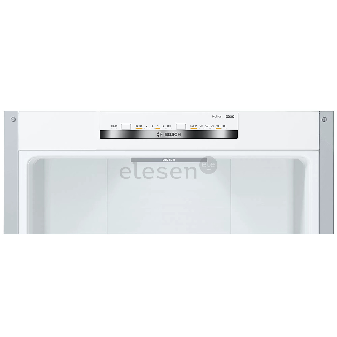 Bosch, NoFrost, 368 L, aukštis 203 cm, nerūdijančio plieno - Šaldytuvas