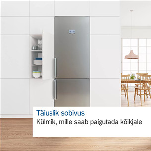 Bosch, NoFrost, 363 L, aukštis 203 cm, juodo nerūdijančio plieno - Šaldytuvas