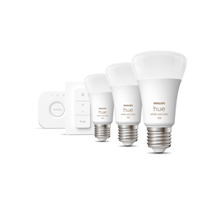 Išmaniųjų lempučių rinkinys Philips Hue White and Color Starter Kit, A60, E27, white Prekė - 929002468804