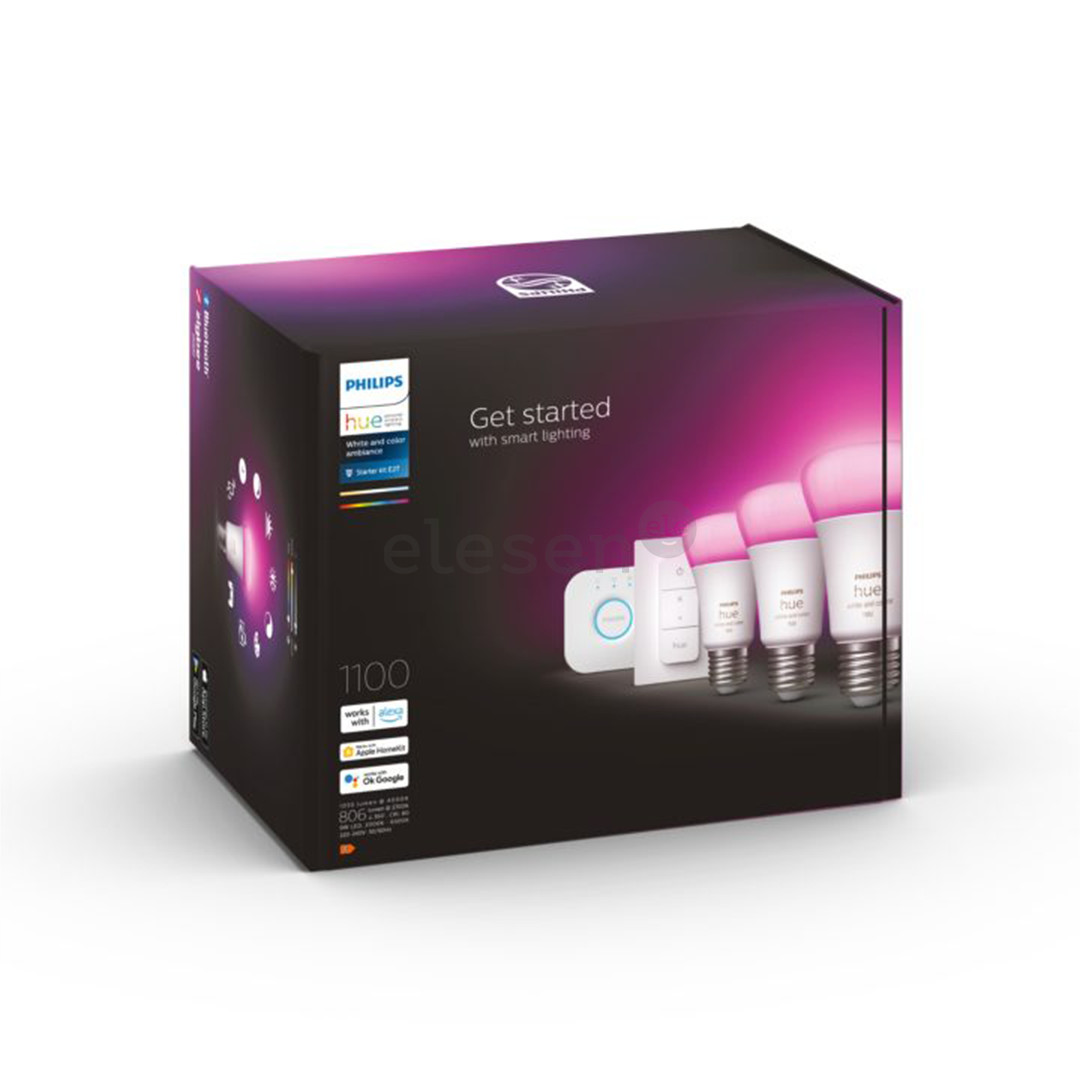 Philips Hue White and Color Starter Kit, E27, 3 pcs, color - Smart Light Kit Item - 929002468804