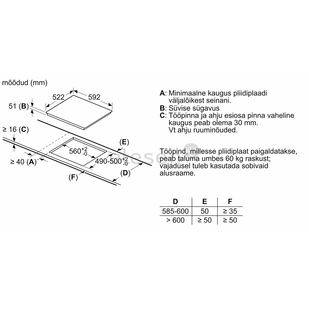 Bosch Serie 4, ширина 59,2 см, без рамы, черный - Интегрируемая индукционная варочная панель