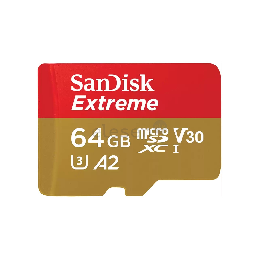 SanDisk Extreme, microSD, 64 GB - Memory card and adapter