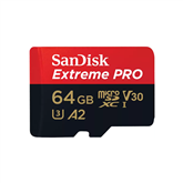 SanDisk Extreme Pro, UHS-I, microSD, 64 GB - Memory card and adapter
