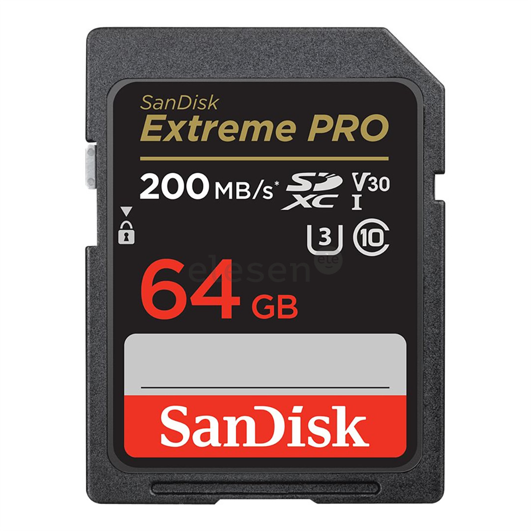 SanDisk Extreme Pro, UHS-I, SDXC, 64 ГБ, черный - Карта памяти