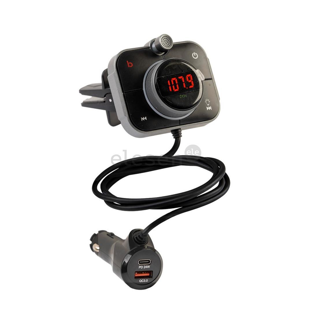 FM siųstuvas Kenner FT-624 BT, Bluetooth, USB-C, USB QC 3.0, RGB lights