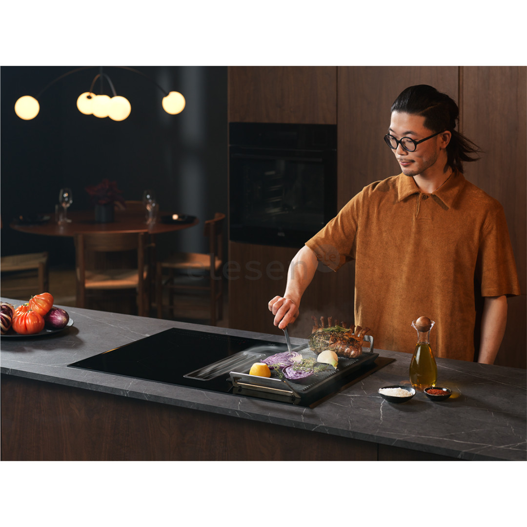 AEG 6000 Bridge, 80 cm, juoda - Įmontuojama indukcinė kaitlentė su gartraukiu