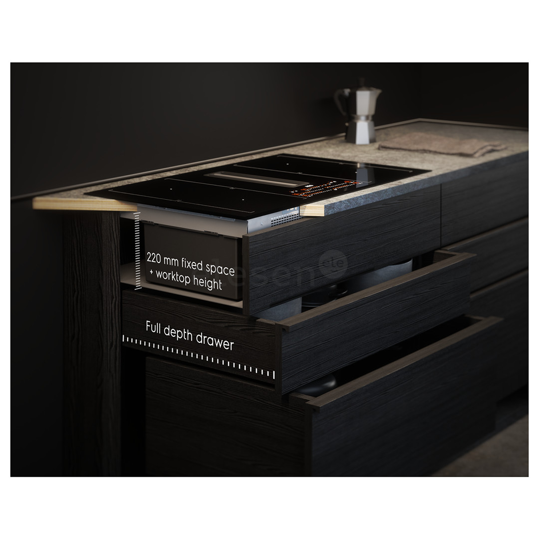 AEG 6000 Bridge, 80 cm, juoda - Įmontuojama indukcinė kaitlentė su gartraukiu