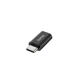 Adapteris Hama micro USB, USB-C adapter, black Prekė - 00200310